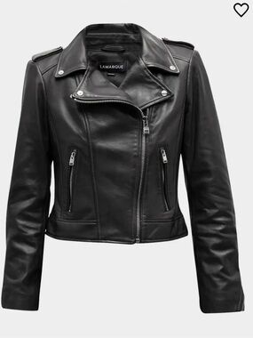 Lamarque Black Leather Moto Jacket